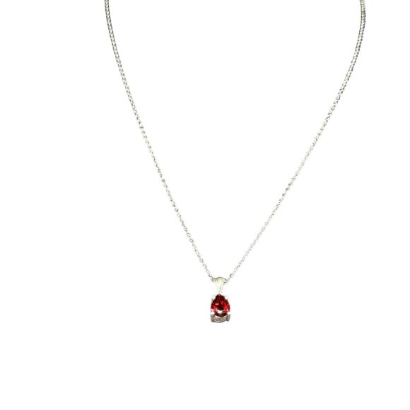 New STS 925 Sterling Silver Red Garnet Teardrop Pendant Necklace Stud Earrings - Picture 9 of 10